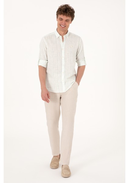 Erkek Su Yeşili Gömlek Desenli 50300444-VR048 fırsatları