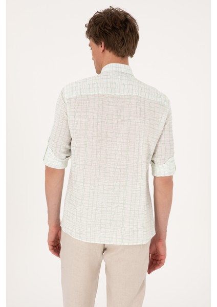 Erkek Su Yeşili Gömlek Desenli 50300444-VR048 indirimleri