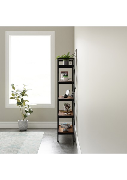 5 Raflı Metal Kitaplık - Sacramento Meşe - 180x34x90 cm fırsatları