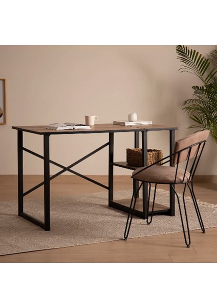 Raflı Çalışma Masası - Sacramento Meşe - 120 cm