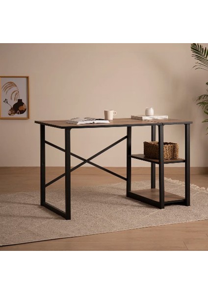 Raflı Çalışma Masası - Sacramento Meşe - 120 cm