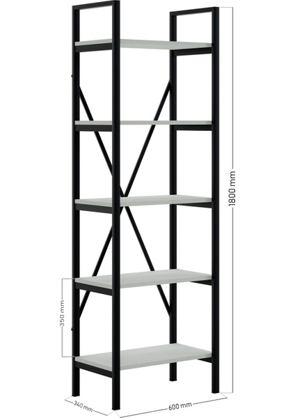 5 Raflı Metal Kitaplık - Beyaz - 180x34x60 cm indirimleri