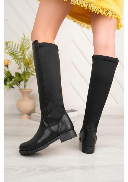 Tolgado Anne-Kız Çocuk Kombin Siyah Dalgıç Kumaş Çizme fırsatları