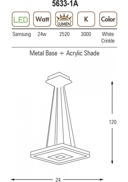 5633-1A Tekli Kare Modern LED Sarkıt Avize