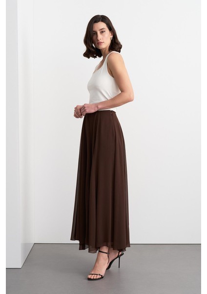 Eva Parçalı Uzun Etek Kahve modelleri