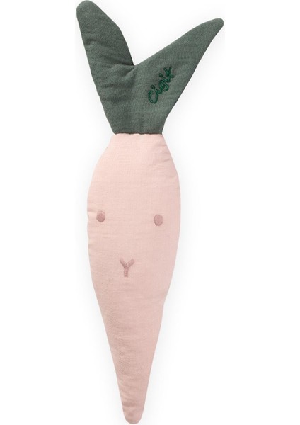 Müslin Çıngıraklı Havuc Oyuncak Pudra Pembe
