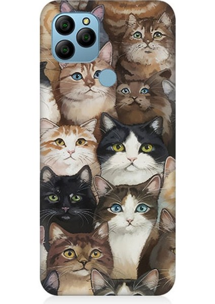 General Mobile Gm 21 Uyumlu Kedi Kalabalığında Kaos Desenli Silikon Kılıf