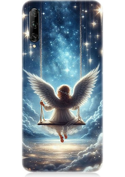 Huawei P Smart Pro Uyumlu Yıldızlarla Salıncakta Melek Desenli Silikon Kılıf