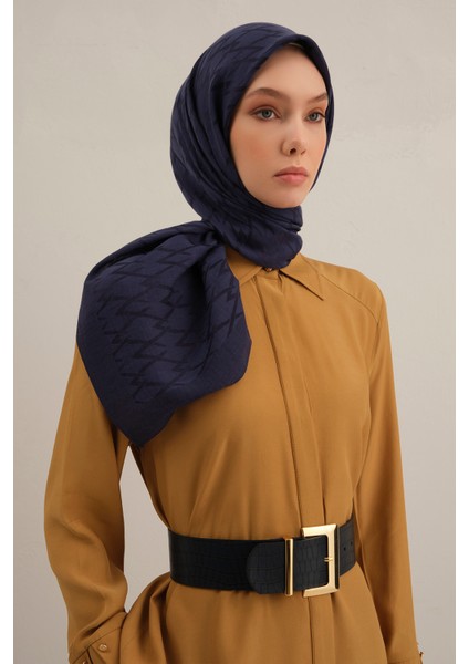 Lacivert Lyocell Eşarp 02