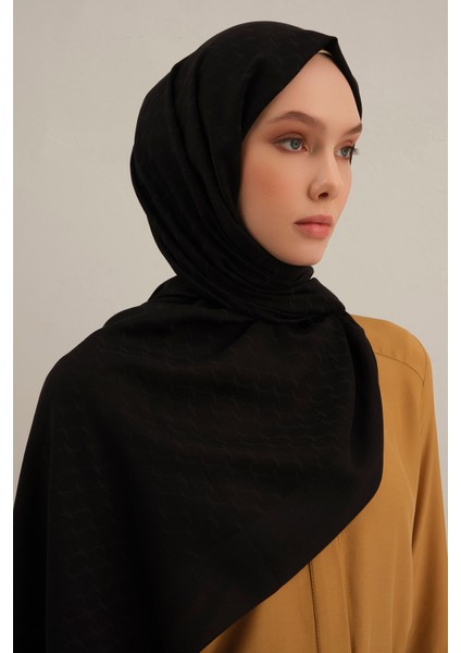 Siyah Link Desen Bambu Cotton Şal 01