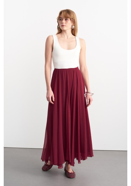 Eva Parçalı Uzun Etek Bordo modelleri