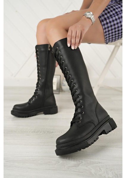 Kadın Günlük Çizme Bağcıklı ve Yan Fermuarlı Antialerjik Malzeme ile 5 cm Topuk fırsatları