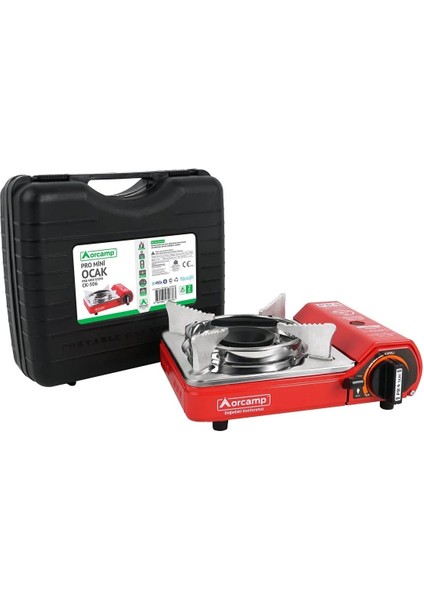Tekli Portatif Ocak Mini Kırmızı Plastik Çantalı CK-506