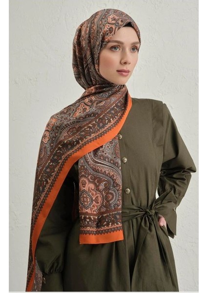 Turuncu Pure Etnik Desen Şal-3 18