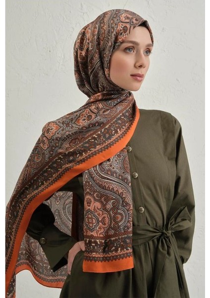 Turuncu Pure Etnik Desen Şal-3 18