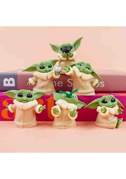 Baby Yoda 6'lı Figür Seti | Sevimli Dekoratif Heykel Biblo Süs Koleksiyon Aksesuar Mini Karakter Seti Hediyelik
