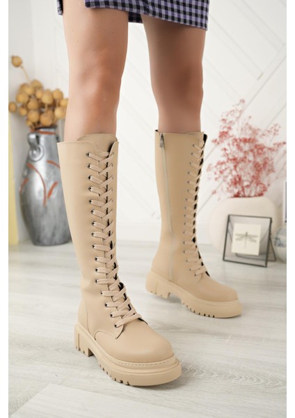 Tolgado Bağcıklı Yanı Fermuarlı Günlük Kadın Çizme