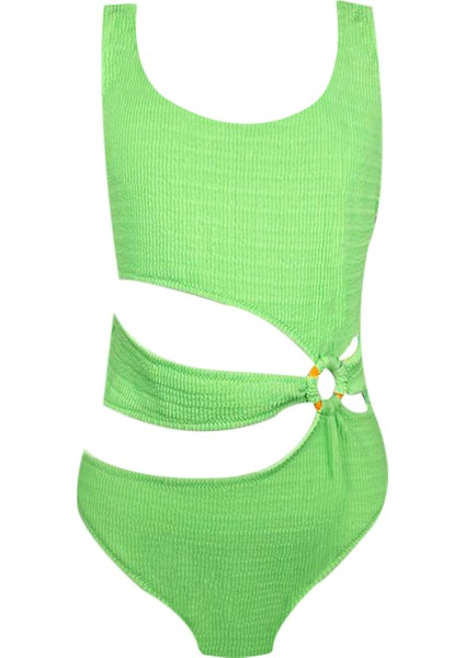 Askılı Cut-Out Halka Detaylı - Yeşil 50UV Kız Çocuk Mayo By Nessi Byrd
