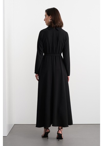 Kemerli Çan Uzun Elbise Siyah indirimleri