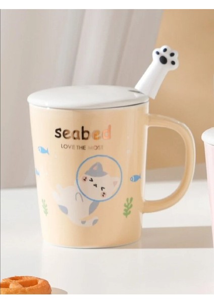 Porselen Kupa Dalgıç Kedi Seabed Love The Most Kapaklı Kaşıklı 1 Adet fiyatları