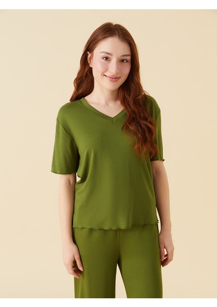 Yeni Sezon Petite V Yaka Kadin Pijama Takimi - S59682Z8 fırsatları