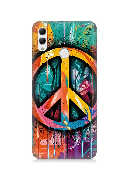 Huawei Honor 10 Lite Uyumlu Renkli Barış Işareti Desenli Silikon Kılıf