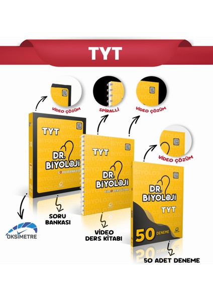 Dr.biyoloji Tyt Soru Bankası+Tyt Video Ders Kitabı+Tyt 50 Deneme 3'lü Set