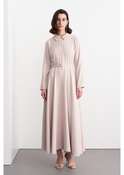 Kemerli Çan Uzun Elbise Taş