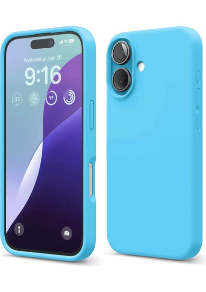 iPhone 16 Kılıf Nano Içi Kadife Silikon - Mavi