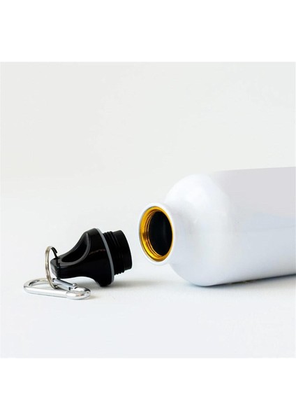 Kişiye Özel Tasarımlı Beyaz Alüminyum Su Şişesi 600ml modelleri