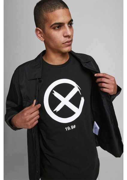 Erkek Siyah Baskılı Printed T-Shirt - 12195559 modelleri