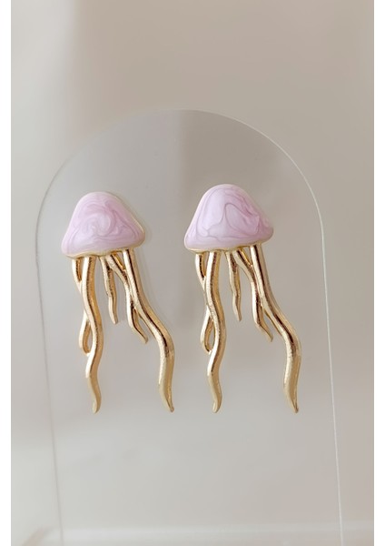 Pembe Gold Dolgu Mine Renkli Deniz Anası Yaz Trend Küpe