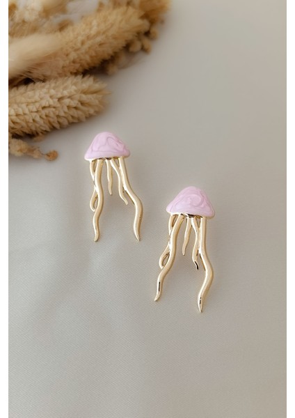 Pembe Gold Dolgu Mine Renkli Deniz Anası Yaz Trend Küpe modelleri