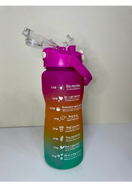 3'lü Renkli Plastik Su Şişesi Seti, Motivasyon ve Sağlık için, 3 L Kapasiteli modelleri