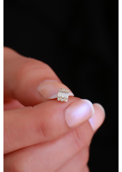 14 Ayar Altın Sıralı Baget Tragus Piercing