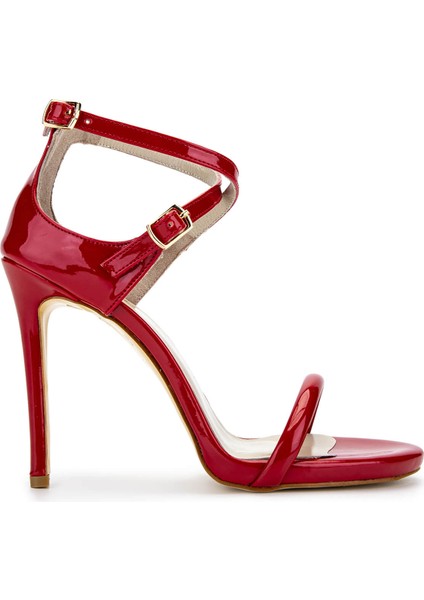 Kadın Vegan Kırmızı Rugan Topuklu Ayakkabı 828 8505 Bn Ayk Y25 Kırmızı Rgn