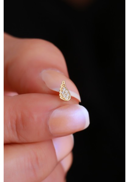 14 Ayar Altın Taşlı Kanat Tragus Piercing