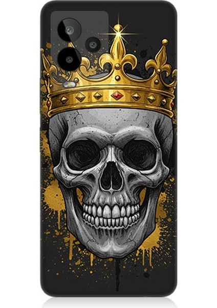 General Mobile Gm 24 Pro Uyumlu Taçlı Kurukafa Gölgesinde Desenli Silikon Kılıf