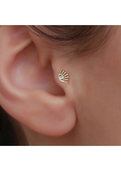14 Ayar Altın Kirpik Göz Tragus Piercing