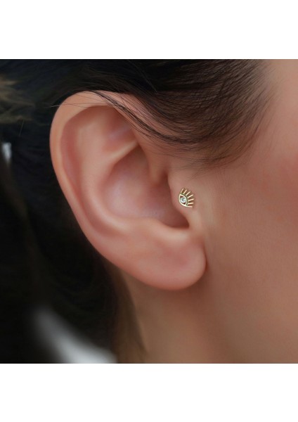 14 Ayar Altın Kirpik Göz Tragus Piercing