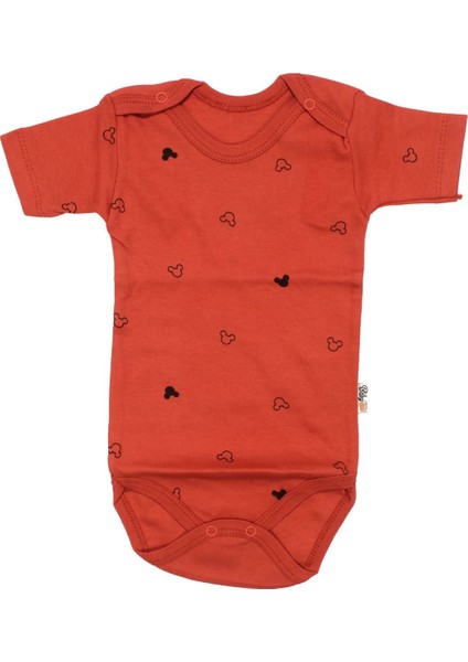 Unisex Turuncu Figürlü Kısa Kol Zıbın - 1015508