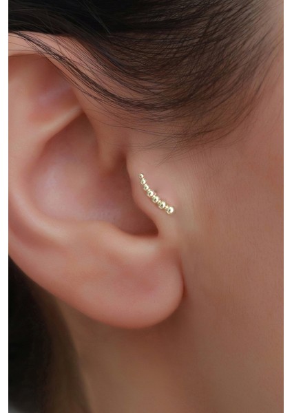 14 Ayar Altın Sıralı Top Top Tragus Piercing