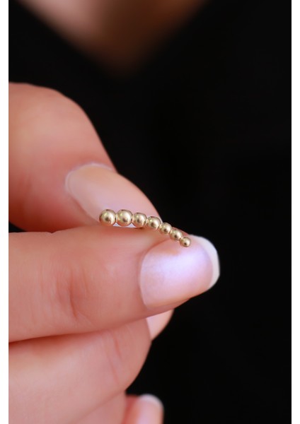 14 Ayar Altın Sıralı Top Top Tragus Piercing