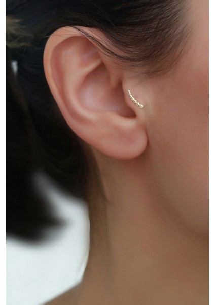 14 Ayar Altın Sıralı Top Top Tragus Piercing