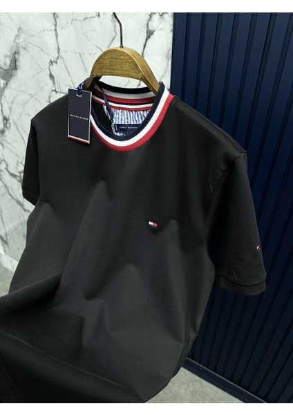 Tommy Hılfıger Sıfır Yaka Siyah T-Shirt fiyatları