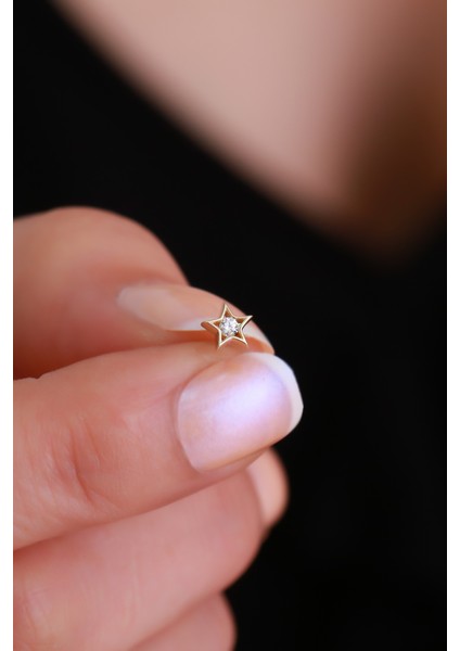 14 Ayar Altın Taşlı Sirüs Kelebek Tragus Piercing