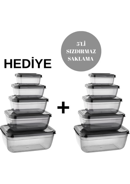 Sızdırmaz Saklama Kabı 1 Alana 1 Bedava 5'li Set Saklama Kutusu Düzenleyici 400-800-1400-2300-4000ML