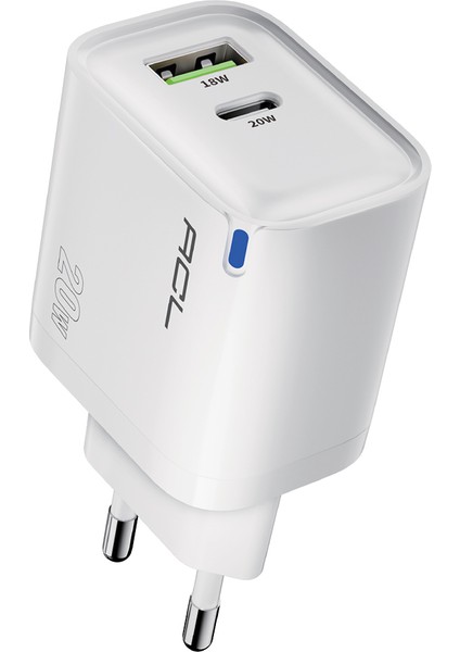 AC-116 20W Gan Teknolojili Çift USB + Type-C Süper Hızlı Şarj Adaptörü | PD20W + Qc3.0 Destekli | Akıllı Isı Kontrolü | LED Işıklı Tasarım