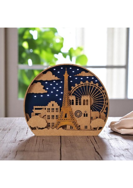 Paris Temalı Dekoratif Gece Lambası | LED Işıklı | Mdf | Leyman Hediyelik fiyatları