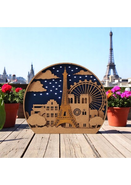 Paris Temalı Dekoratif Gece Lambası | LED Işıklı | Mdf | Leyman Hediyelik fırsatları